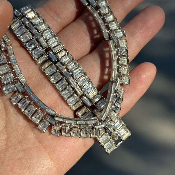 Vintage Trifari “Vanity Fair” Baguette Rhinestone Necklace & Bracelet Set READ - Picture 11 of 11